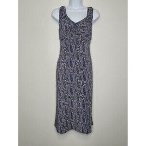 Vintage y2k Johnathon Martin blue tan paisley witchy boho babydoll midi dress 9